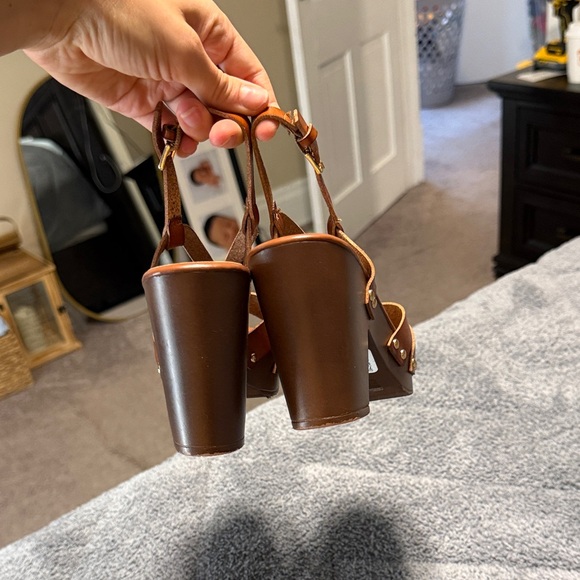 Brown Strappy Women's Heels - Picture 6 of 10